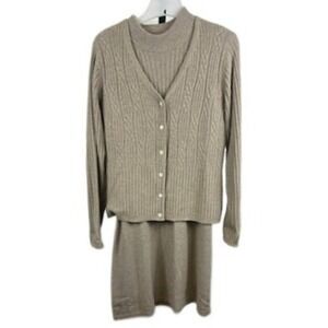 Rick Bacchus Dress Women's Size Large Cable Knit Sweater Vintage Wool Cashmere